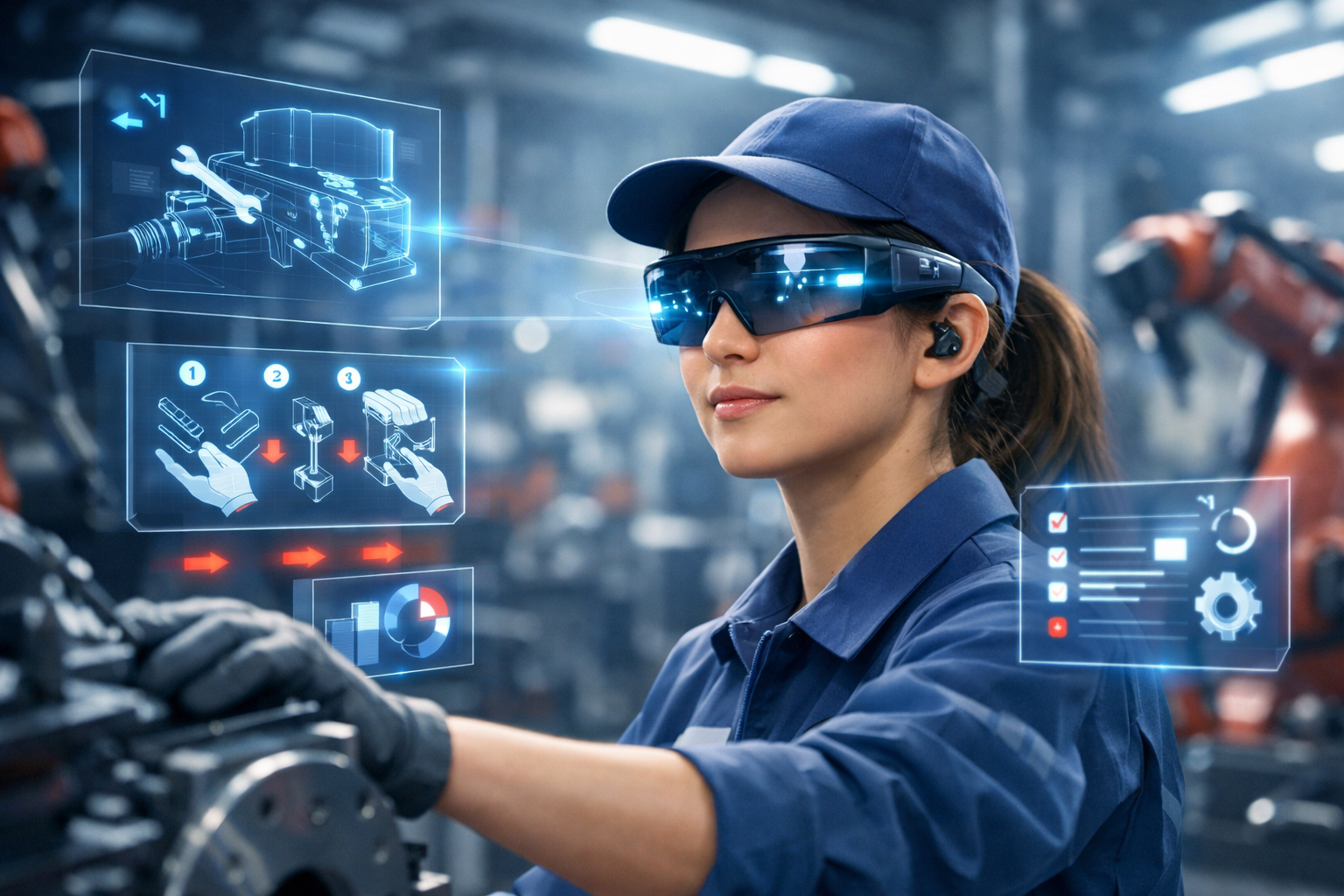 第一線員工配戴 AI 眼鏡免手操作取得即時 AI 指引示意圖