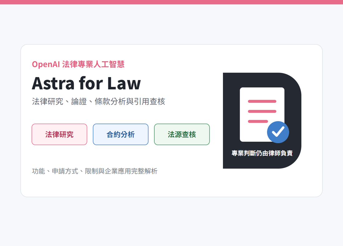 OpenAI Astra for Law 法律 AI 功能、申請方式與限制