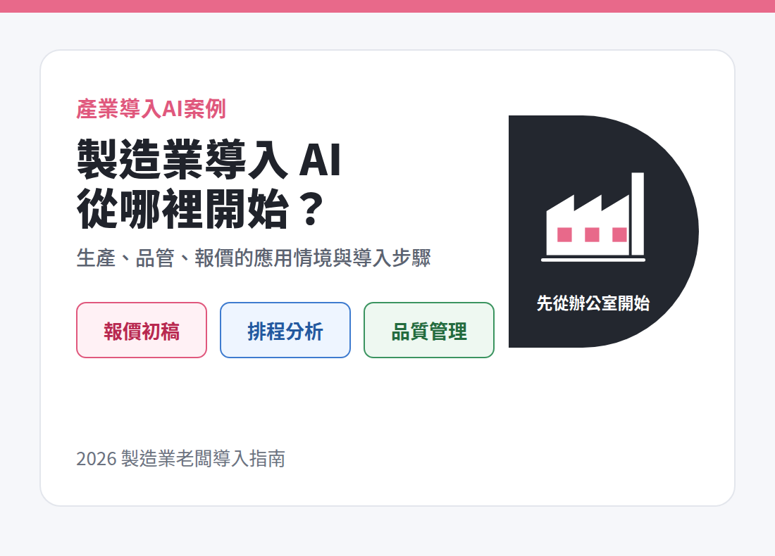 製造業導入 AI：生產、品管、報價的應用情境與導入步驟
