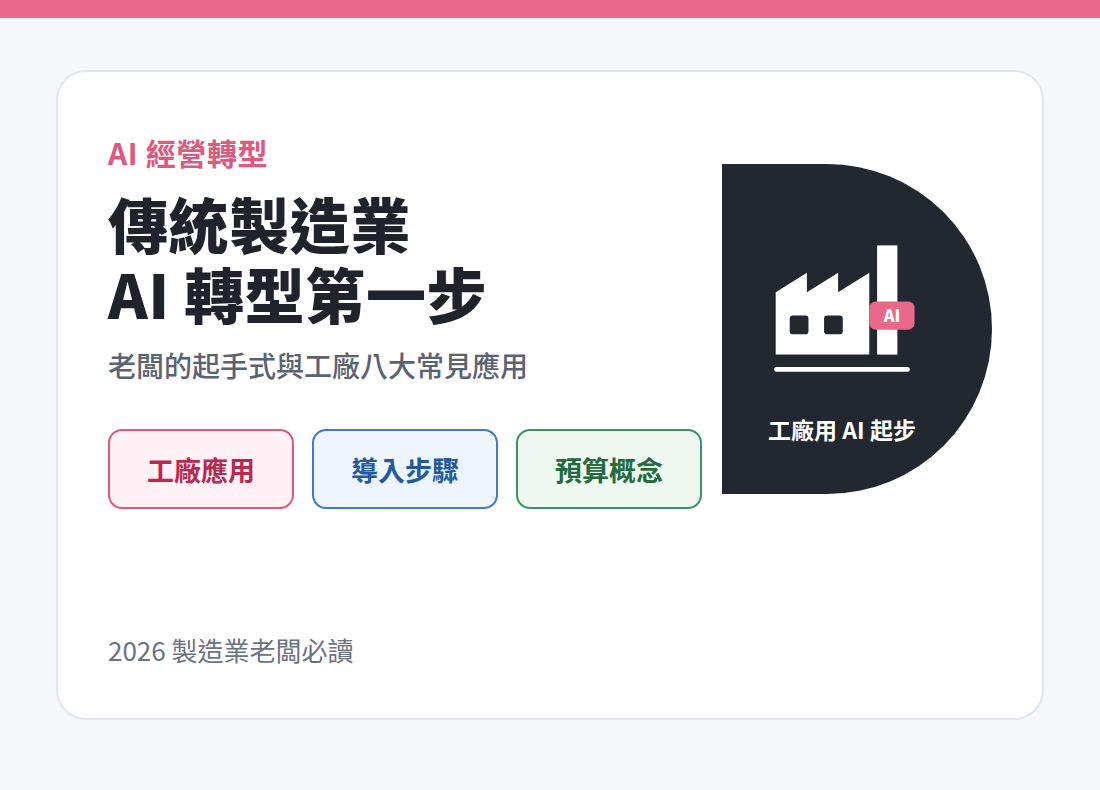 傳統製造業 AI 轉型：老闆的第一步與工廠常見應用