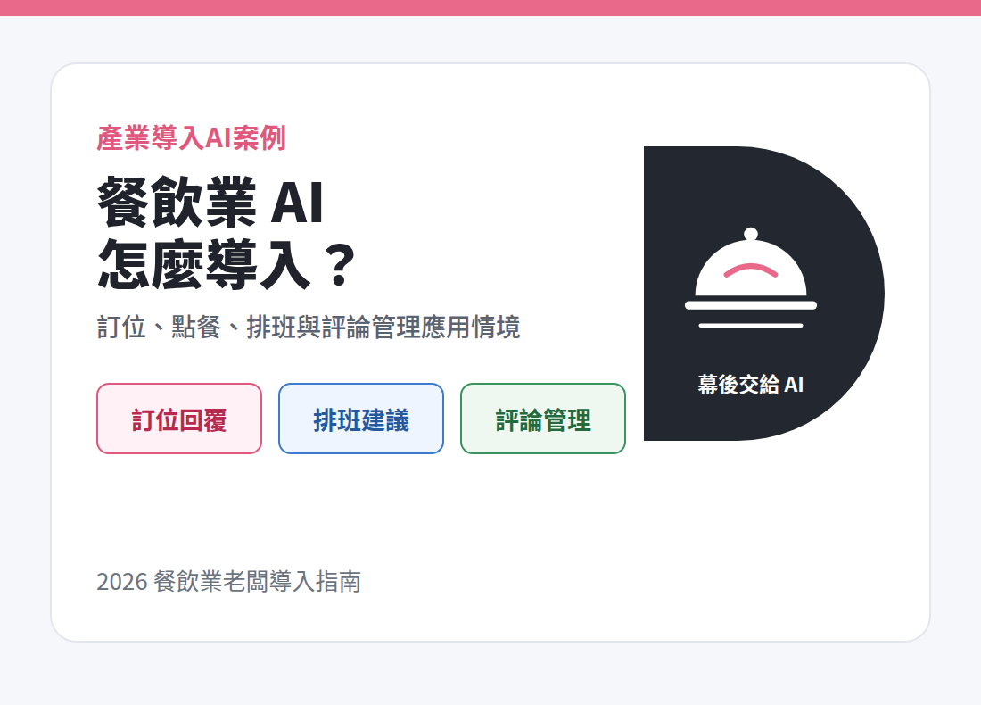 餐飲業導入 AI：訂位、點餐、排班與評論管理應用情境